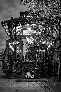 Music kiosk at dusk