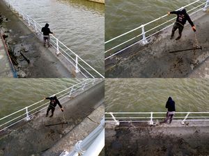 Magnet fishing.