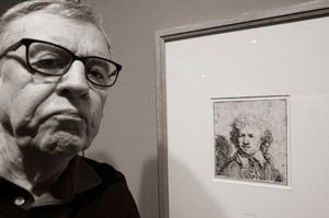 Self-portrait with Rembrandt self-portrait, 2018
