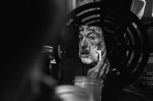 The reflections on the broken mirror.