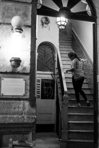 woman on staircase