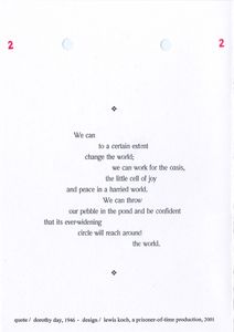 2001, back, text and rubber stamp.