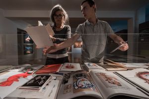 Cristina Valadas and  her son Rodrigo. He was a great help in the preparation of this exhibition.