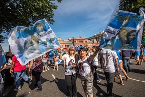 Cristina's supporters on her last day in office.