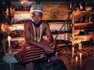 A Herbalist Sangoma in his shop in Grahamstown South Africa.