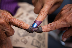 Different kinds of ‘indelible’ ink were used at different voting stations. Voters complained the purple ink came off easily after washing it off.