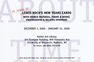 Exhibition announcement, back.  "About Time" at UW-Madison Kohler Art Library, 2005.