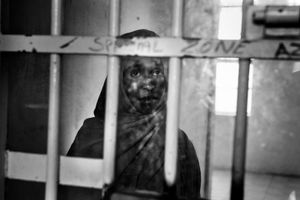 A Somali girl in the area reserved for people with diseases deemed contagious and dangerous for others in Hal Far detetion center, where are held the people who are considered more fragile.