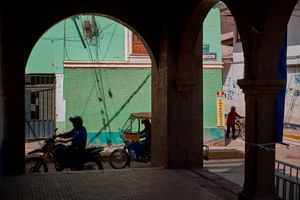 Colonnade at the Plaza de Armas, Calca, Peru
