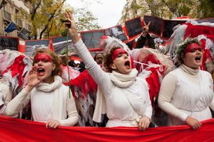 Red Lines climate protest during COP 21, Paris, 2015.