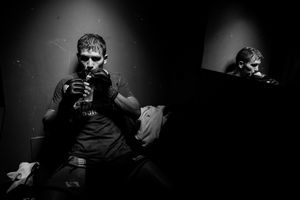 The Italian MMA athlete Giorgio Pietrini is rehydratating after a match. Frank Merenda, head of Venator Fighting Championship, announced to the Italian press that Venator will move to the US in the future. Pietrini never hid his desire to be part of the American Dream.
