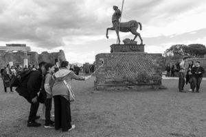 Family selfie in the ancient square