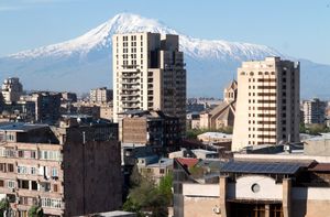Armenia, view on mt Ararat through the skyline of Yerevan © Bert Spiertz