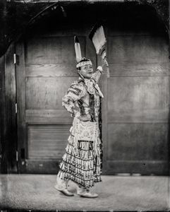 Talking Tintype, Madrienne Salgado, JingleDress Dancer/Government and PublicRelations Manager for the MuckleshootIndian Tribe,Citizen of the Muckleshoot Nation, 2017, from the series Critical IndigenousPhotographic Exchange, Seattle Art Museum