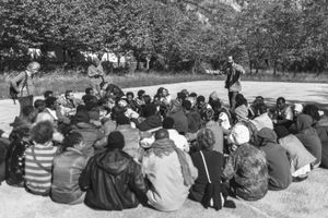 Roya Valley (France)_Between Nizza and the Italian frontier, members of the Roya Citoyenne organization, welcome and give help to the refugees despite proliferation of prosecutions for "crime of solidarity" : Refugees and activits organize themselves before evacuation by the police.