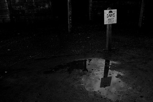 Sign at Perimeter Fence, Auschwitz, Poland
